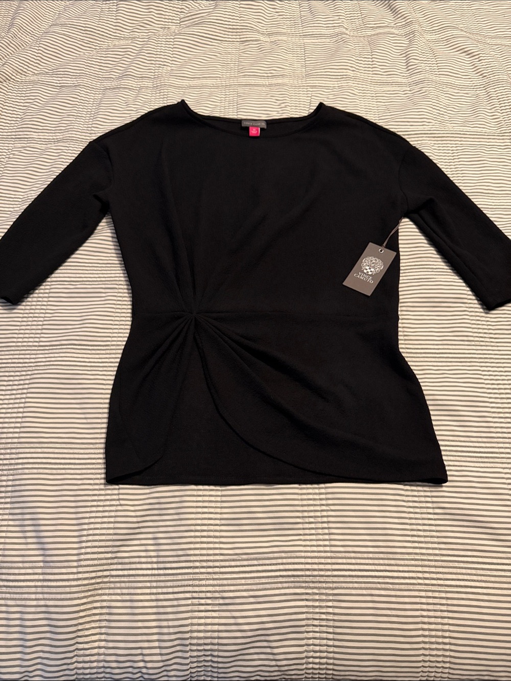 Vince Camuto Black Twist-Knot Short Sleeve Top